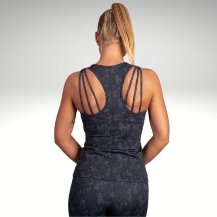 BARA Sportswear Dames hardloop shirt Camo tank top zwart