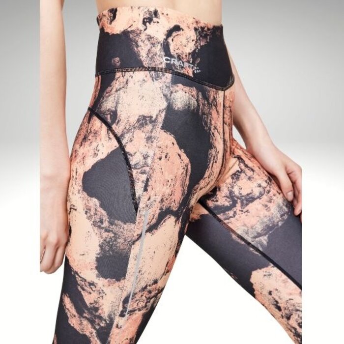 CRAFT Dames hardloopbroek lang Essence Run Tights W Glow Multi