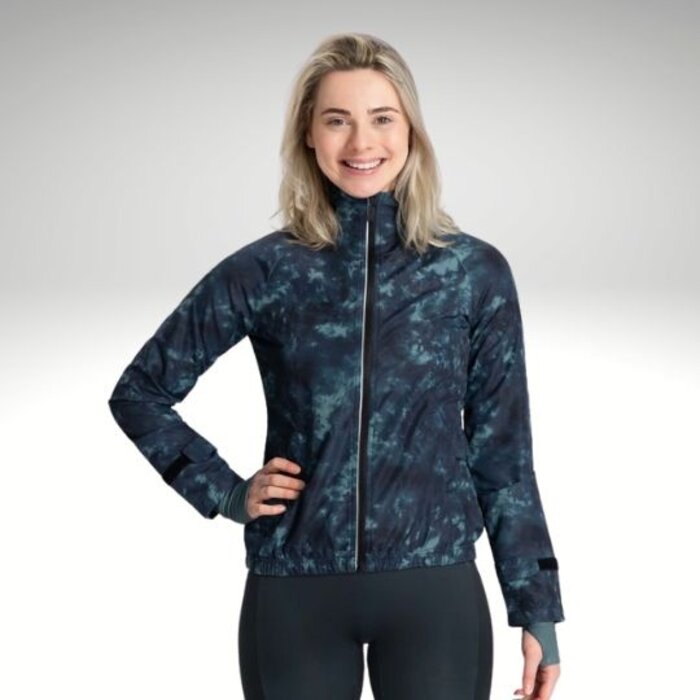Rogelli dames hardloopjas Eclipse Teal print Winddicht Hiphardlopen