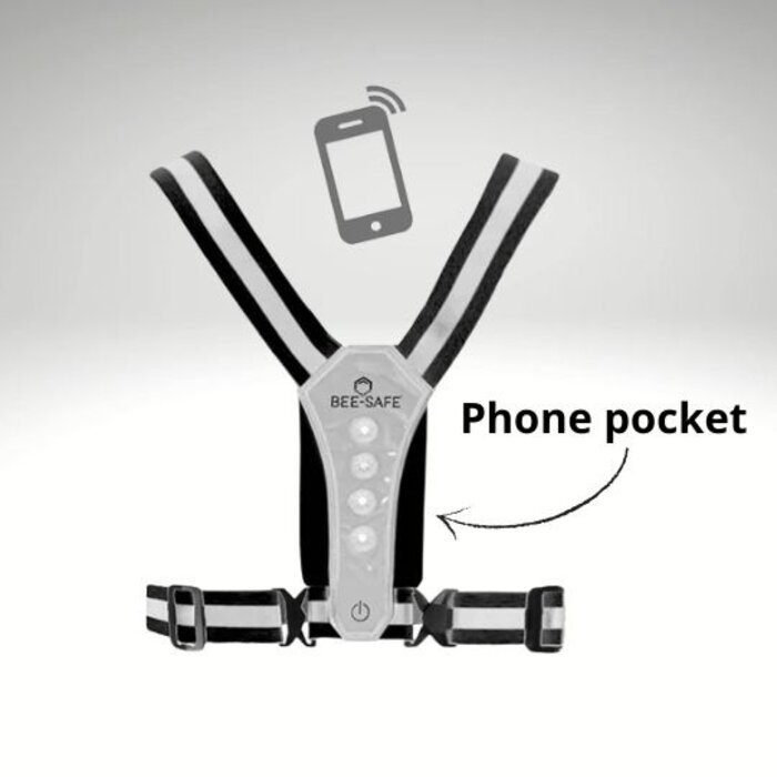 BEE-SAFE Bee Safe Led Harness USB Phone Pocket Silver