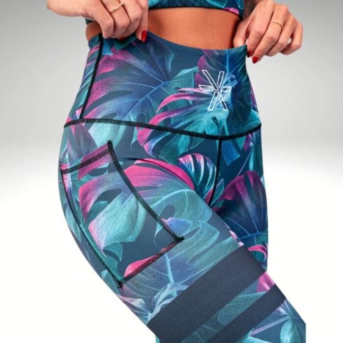 BARA Sportswear BARA dames hardloopbroek lang Monstera shape tights 2.0