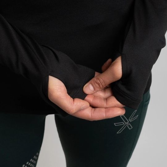 BARA Sportswear Dames hardloopshirt lange mouw Winter zwart