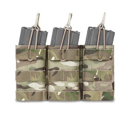 Warrior Assault Systeem Triple M4 Molle Open M4 5.56mm Mag Pouch / bungee Retention Multicam