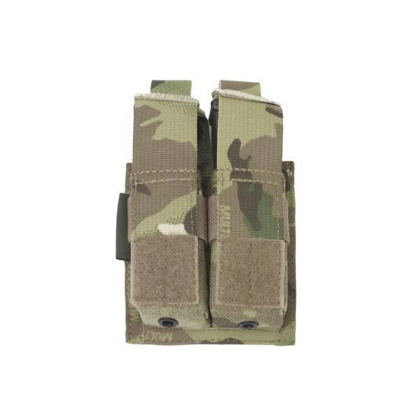 Warrior Assault Systeem MOLLE Double 9mm Direct Action Pistol Mag Pouch (Multicam)