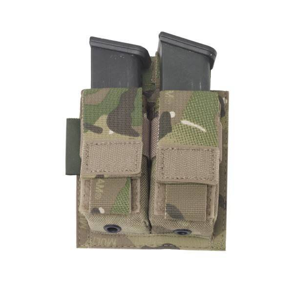 Warrior Assault Systeem MOLLE Double 9mm Direct Action Pistol Mag Pouch (Multicam)