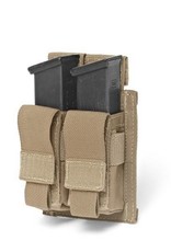 Warrior Assault Systeem MOLLE Double 9mm Direct Action Pistol Mag Pouch (Coyote)
