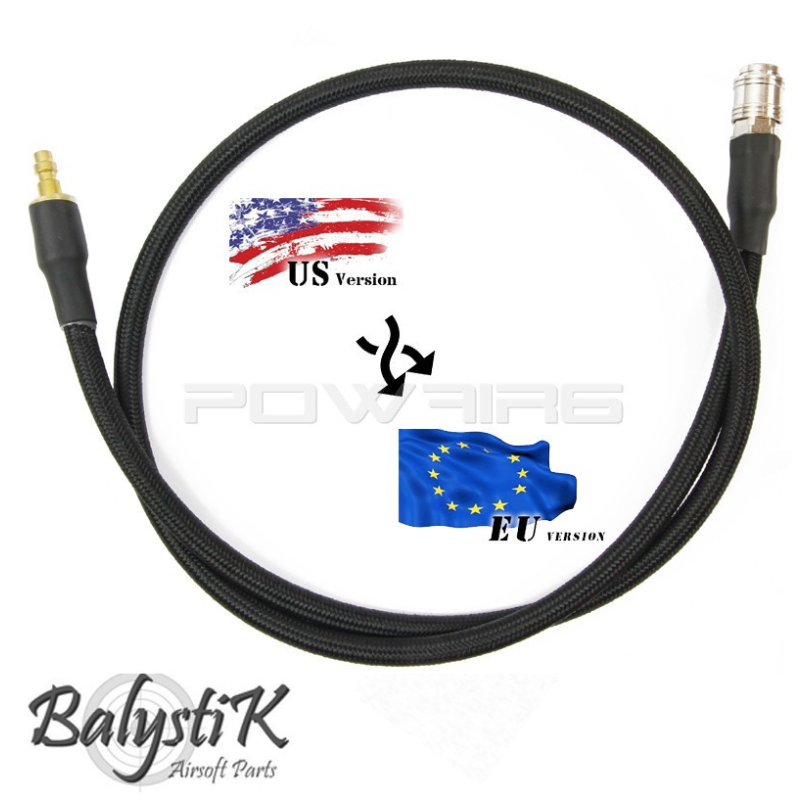 Balystik adapter - US -EU 8mm black braided line for HPA regulator