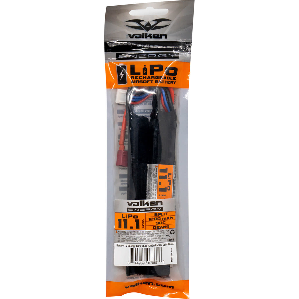 Valken Valken Airsoft Battery - LiP0 11.1v 1200mAh 30c Split Style(Dean)