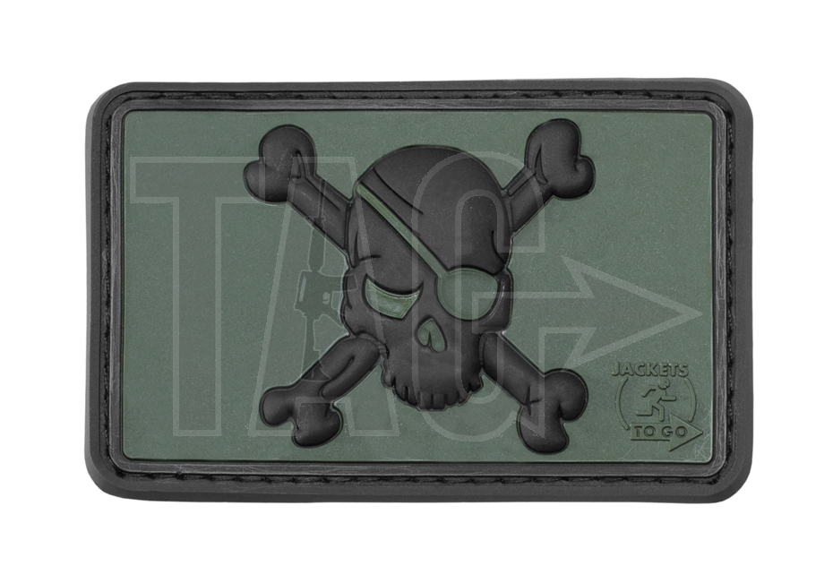 Pirate Skull Rubber Patch (forest)