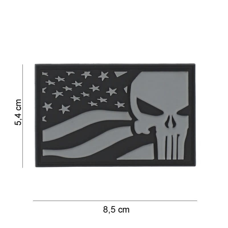 101 inc 3D PVC Punisher USA vlag grijs #8083
