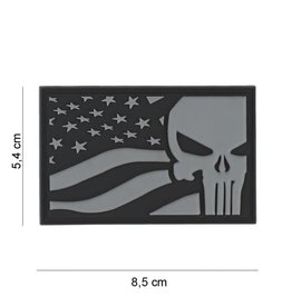 101 inc 3D PVC Punisher USA vlag grijs #8083