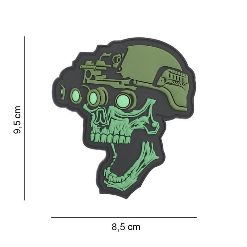 3D PVC Night vision skull groen #19043