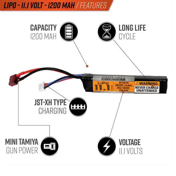 Valken ENERGY LIPO 11.1V 1200MAH 30c/50c stick BATTERY