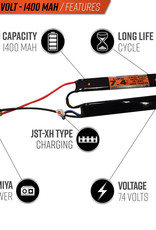 Valken LiPo 7.4V 1400mAh 25C Split Airsoft Battery (Small Tamiya)