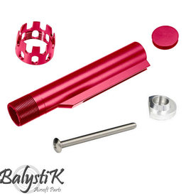 Balystik Stock Tube with ported Nut for M4 AEG - Red