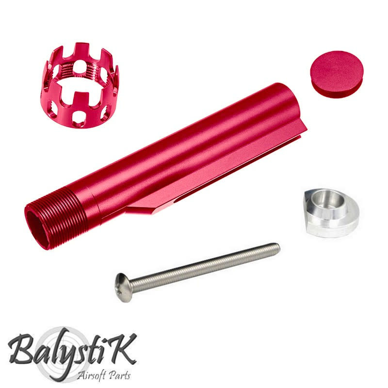 Balystik Stock Tube with ported Nut for M4 AEG - Red