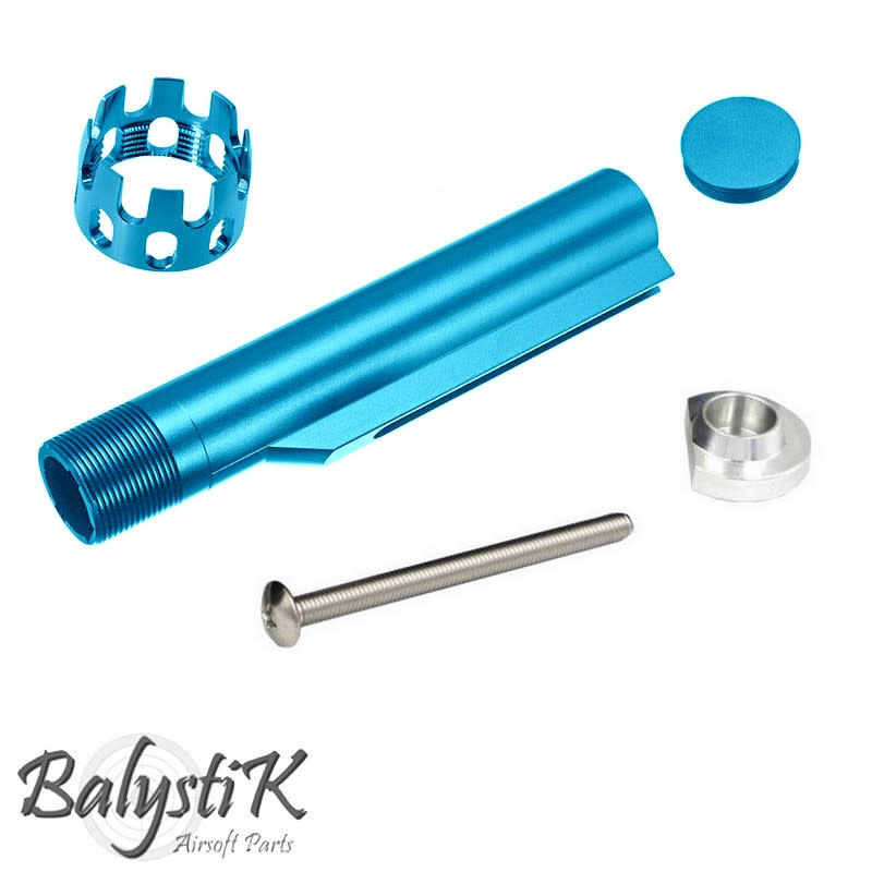 Balystik Stock Tube with ported Nut for M4 AEG - Blue