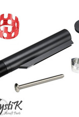 Balystik Stock Tube with ported Nut for M4 AEG - Black / Red