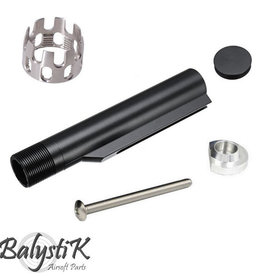 Balystik Balystik Stock Tube with ported Nut for M4 AEG - Black / Silver