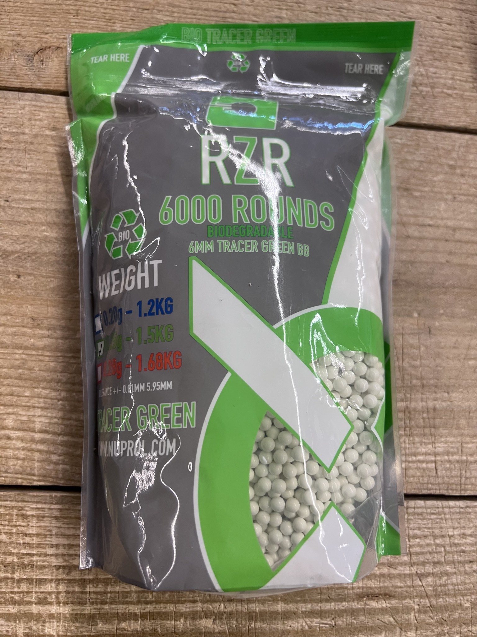 Nuprol RZR 6000RND 1.5 kg  0.25G Green BIO  TRACER BB'S