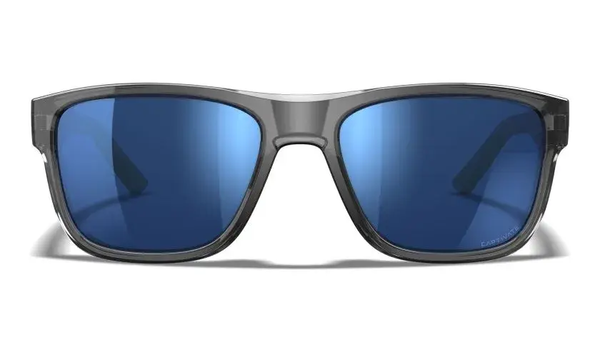 WileyX WX OVATION Lenses: CAPTIVATE™ Polarized Blue Mirror Frame: Gloss Crystal Dark Grey