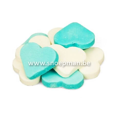 Grote harten snoep blauw-wit van hofleverancier Fortuin - 250 gr