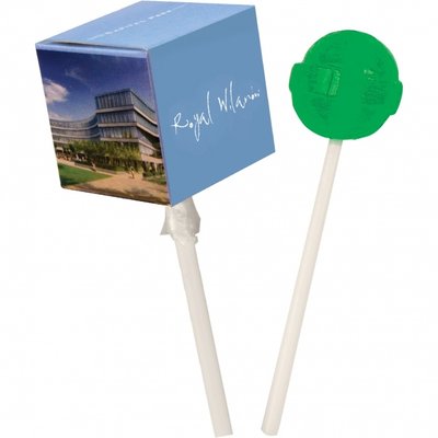 Kubus lolly met anonieme smaak gepersonaliseerd 9gr