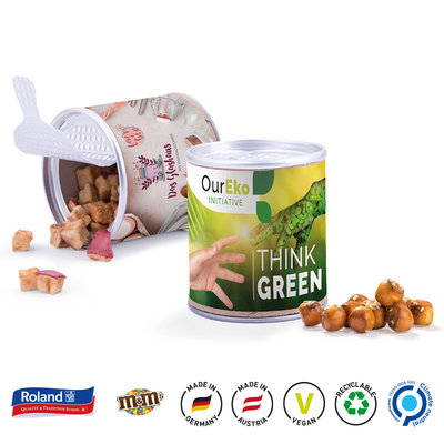 Mini reclame snoepblik met logo bedrukken M&M's Pretzel