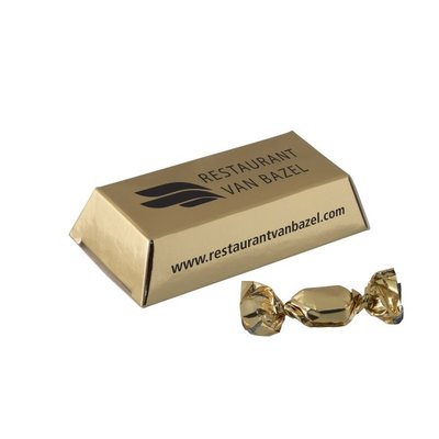 Gepersonaliseerd kleine goudstaaf met gouden zuurtjes 18 gr.