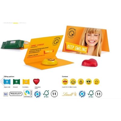 Promotie snoep- chocolade op kaart als relatiegeschenk