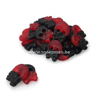 Licorice Mini Skulls Raspberry van Bubs