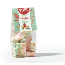 Zakje nougat vanille/aardbei/pistache- 150 gram