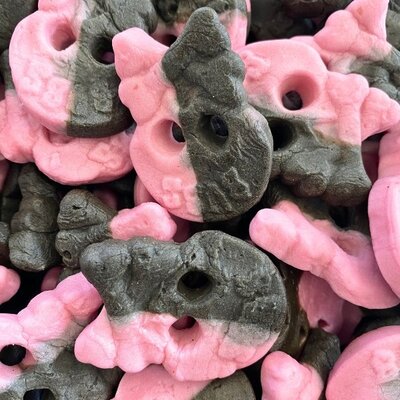 Bubs Foam Raspberry / Liquorice Skulls (224st) 2,8 kilo!