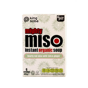 King Soba Instant Miso Soep Rode Miso met Tofu en Gember Biologisch THT 30-06-2024