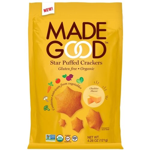 Made Good Star Puffed Crackers Cheddar Biologisch