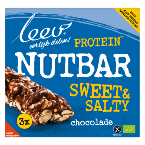 Leev Protein Nut Bar Chocolade Biologisch THT 02-09-2024