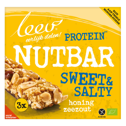 Leev Protein Nut Bar Honing Zeezout Biologisch THT 02-09-2024