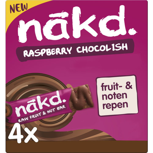 Nakd Raspberry Chocolish Fruit- en Notenrepen 4-pack