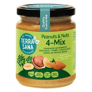 TerraSana 4 Mix Gemengde Notenpasta met Pinda's Biologisch 250g