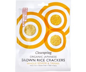 Clearspring Bruine rijst crackers sesam tamari Biologisch - Glutenvrij