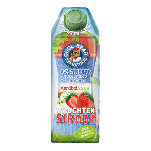 Cool Bear Vruchtensiroop Aardbei Appel 750ml - Glutenvrij