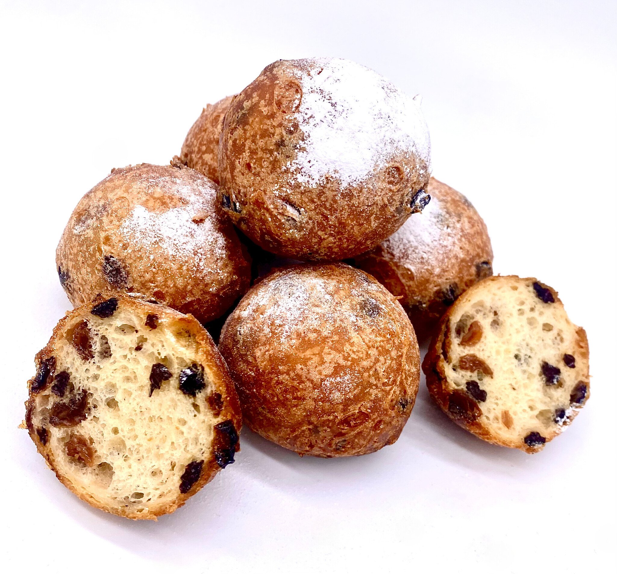 Oliebollen met Rozijnen en Krenten (5 stuks) - Glutenvrij Oliebollen met Rozijnen en Krenten (5 stuks) - Glutenvrij