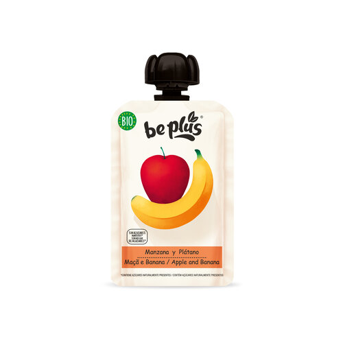 BePlus Knijpfruit Appel & Banaan Biologisch - Glutenvrij
