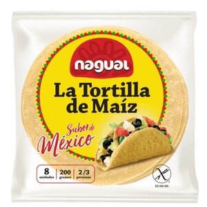 Nagual Authentieke Mexicaanse gele mais Tortilla's Ø 15cm 8 stuks THT 03-06-2025 - Glutenvrij
