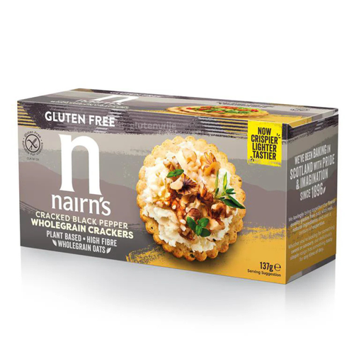 Nairn's Cracked Black Pepper Wholegrain Crackers THT 14-10-2025 - Glutenvrij