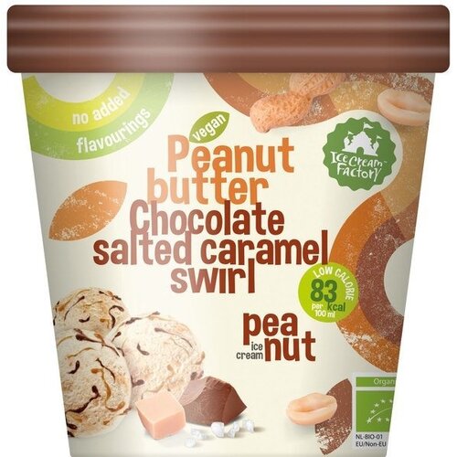 Ice Cream Factory Peanutbutter Salted Caramel Salted Swirl IJs Biologisch - Glutenvrij Ice Cream Factory Peanutbutter Salted Caramel Salted Swirl IJs Biologisch - Glutenvrij