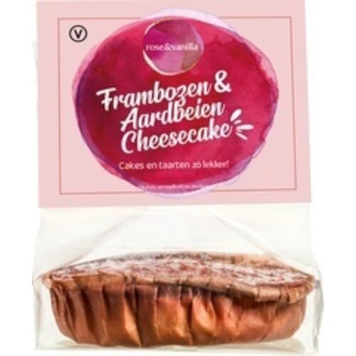 Rose & Vanilla Cheesecake Framboos & Aardbei Vegan - Glutenvrij Rose & Vanilla Cheesecake Framboos & Aardbei Vegan - Glutenvrij