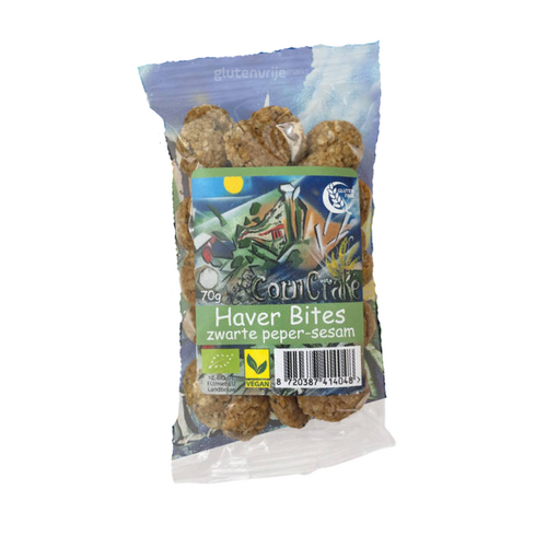 Corn Crake Haver Bites Zwarte Peper & Sesamzaad Biologisch  THT 28-10-2025 - Glutenvrij