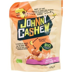 Johnny Cashew Cashewnoten Honing Zeezout - Glutenvrij Johnny Cashew Cashewnoten Honing Zeezout - Glutenvrij