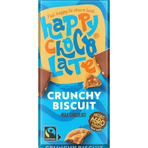 Happy Chocolate Melkchocolade 37% crunchy biscuit - Glutenvrij Happy Chocolate Melkchocolade 37% crunchy biscuit - Glutenvrij
